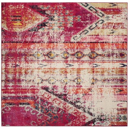 Safavieh 6 ft.7 in. x 6 ft.7 in. Monaco Power Loomed Square Area Rug Magenta & Multicolor MNC222D-7SQ